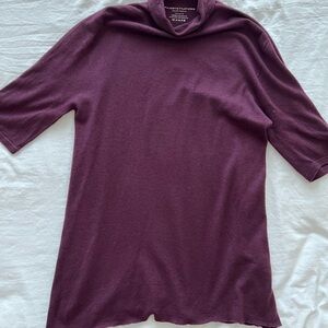 Majestic Filatures Cashmere 3/4 Sleeve Turtleneck in Aubergine